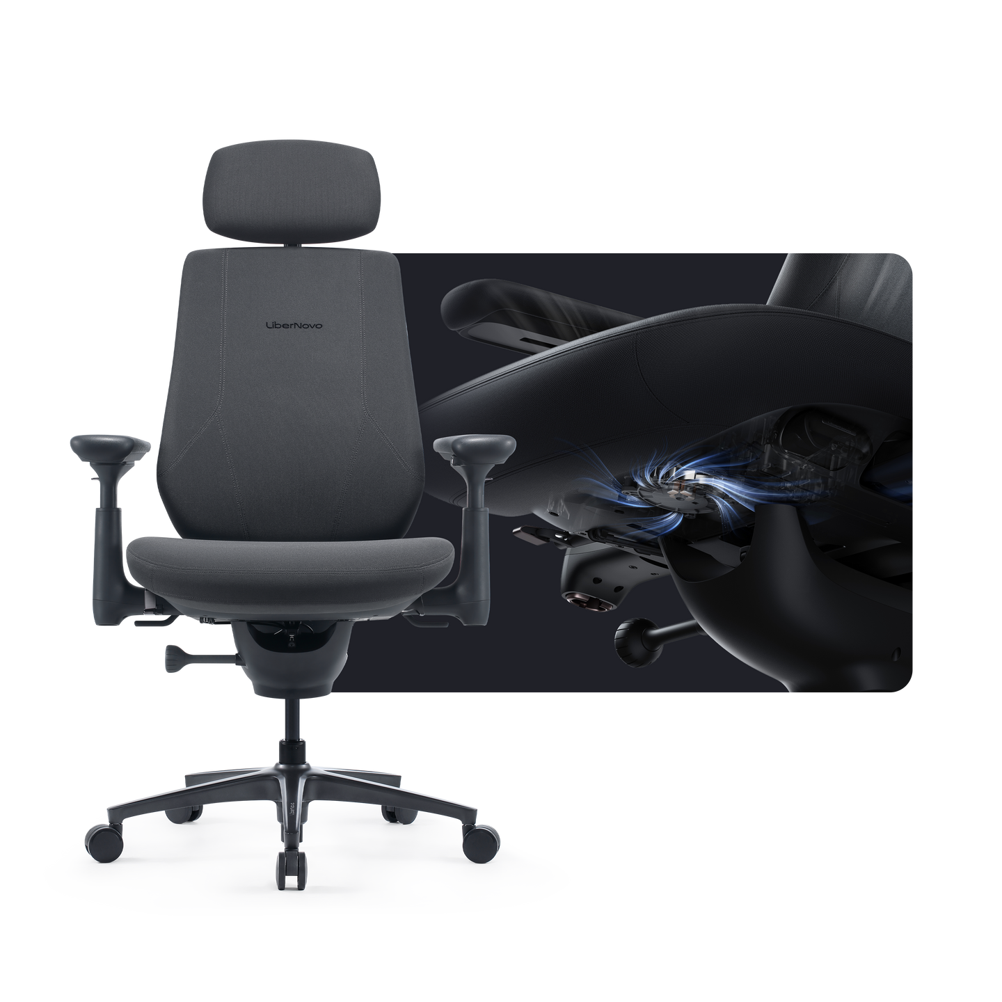 LiberNovo Maxis Ergonomic Chair – Big & Tall Office Chair up to 399 lbs with 160° Recline & Active AirFlow