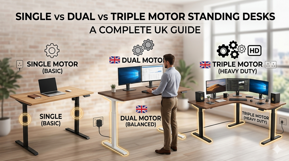Single vs dual vs triple motor standing desks image