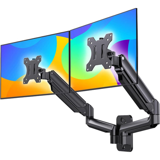 Dual monitor wall mount, gas spring arm, up to 32 inch