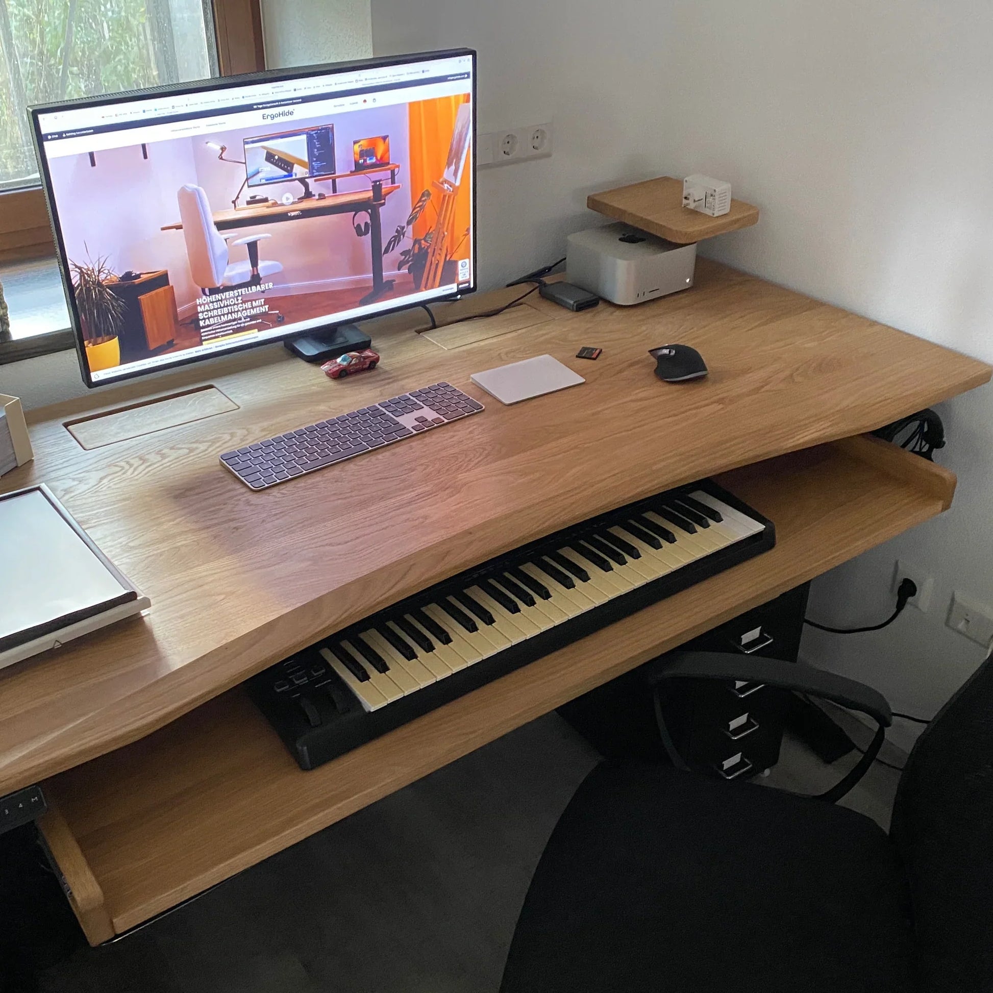 ErgoHide oak cable space desk room view