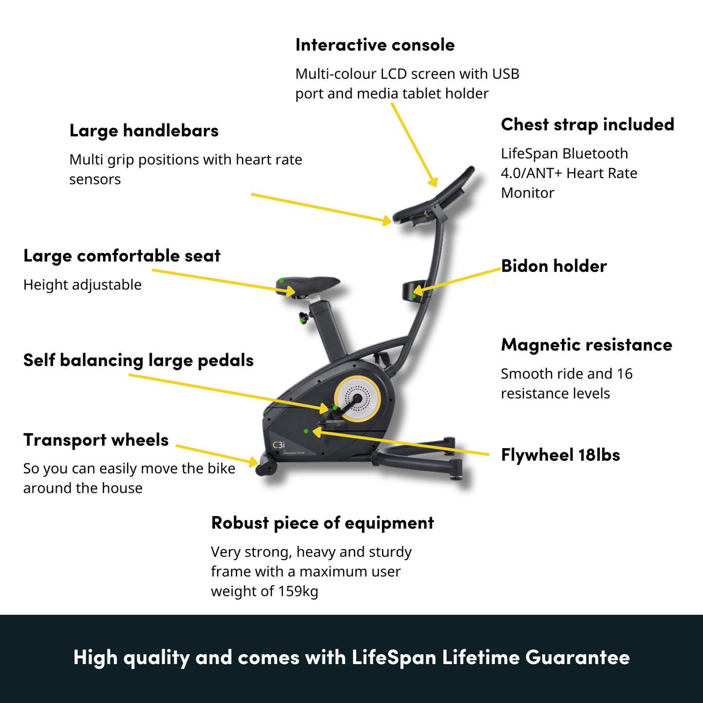 LifeSpan Fitness Hometrainer Upright Bike C3i LifeSpan