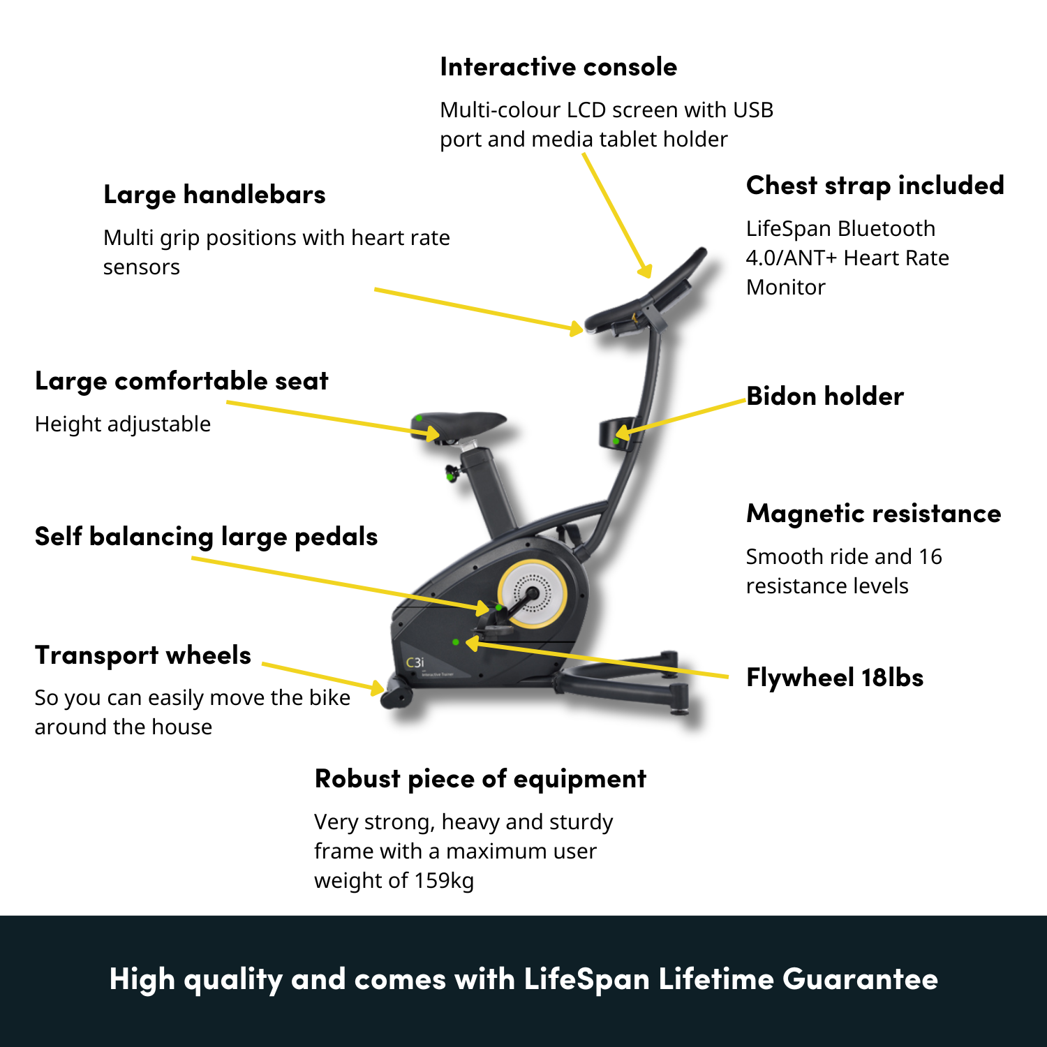 LifeSpan Fitness Hometrainer Upright Bike C3i LifeSpan