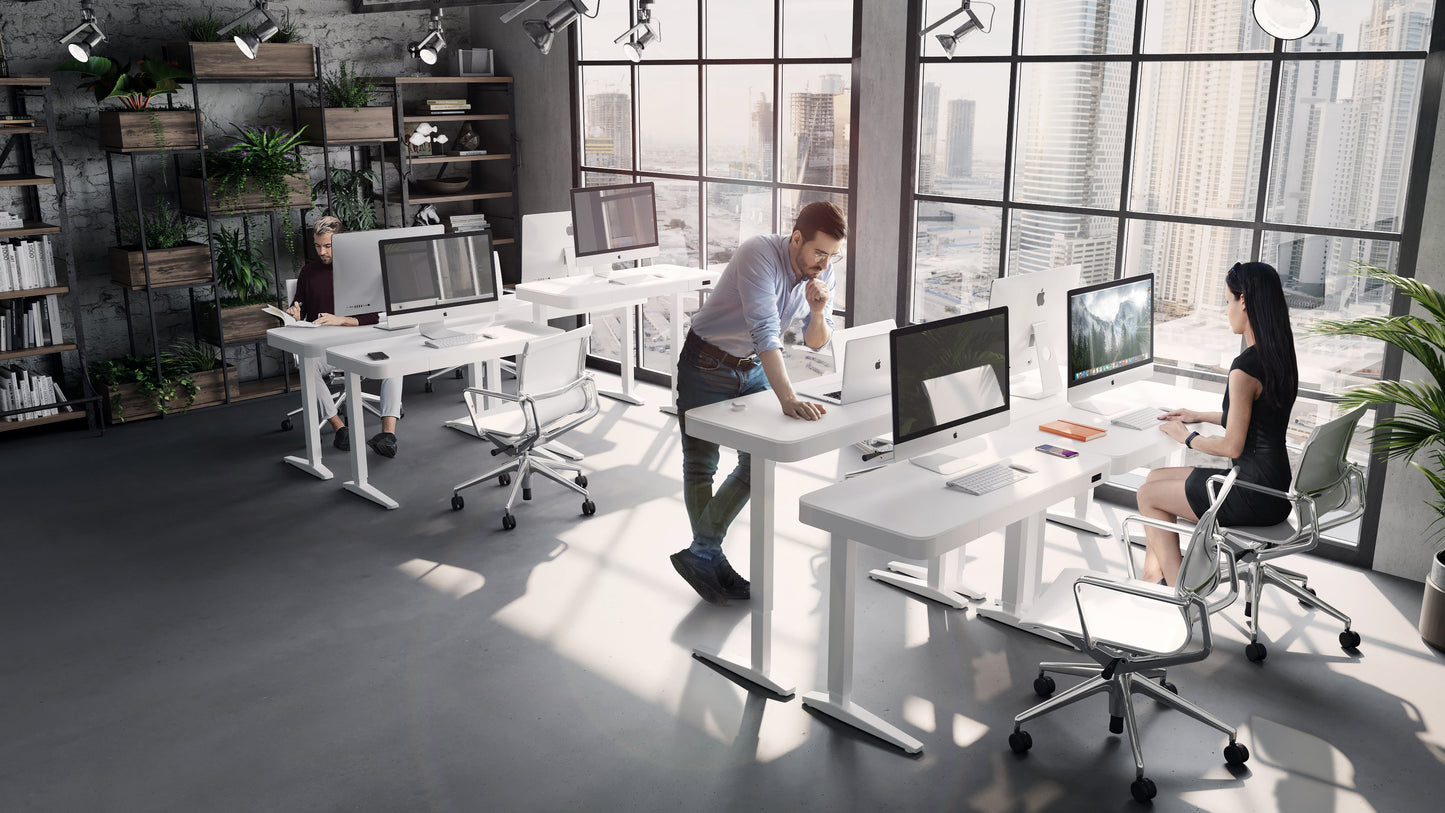 Ergonest Smart Electric Standing Desk – Glass Top, White