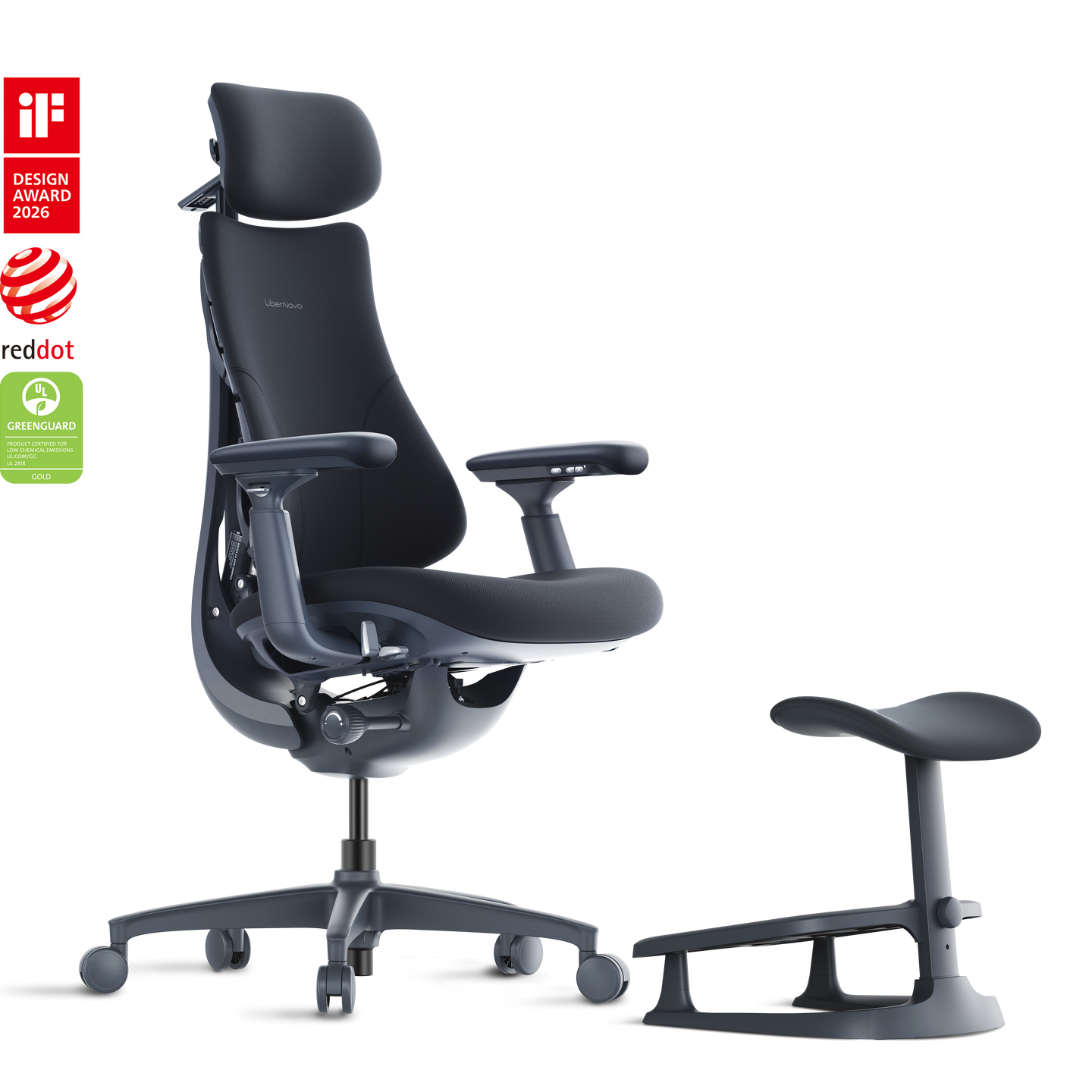 LiberNovo Omni Standard Bundle – Dynamic Ergonomic Chair + StepSync Footrest | Complete Desk Setup