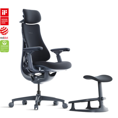 LiberNovo Omni Standard Bundle – Dynamic Ergonomic Chair + StepSync Footrest | Complete Desk Setup