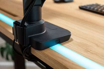 ErgoHide oak epoxy LED desk room view