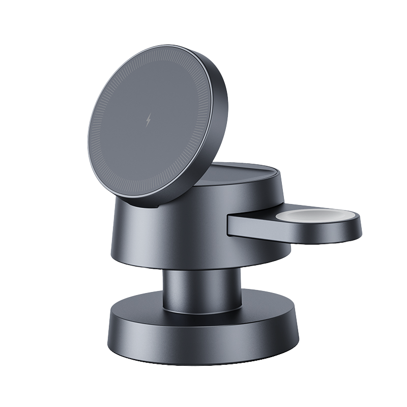Hexcal 4-in-1 Wireless Charging Station – iPhone, Apple Watch & AirPods Charger with LED Ambient Light