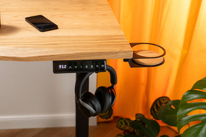 ErgoHide oak epoxy LED desk angled view