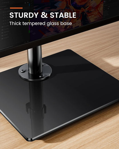 Ergonest Single Monitor Stand – Freestanding Glass Base (13–32 in)