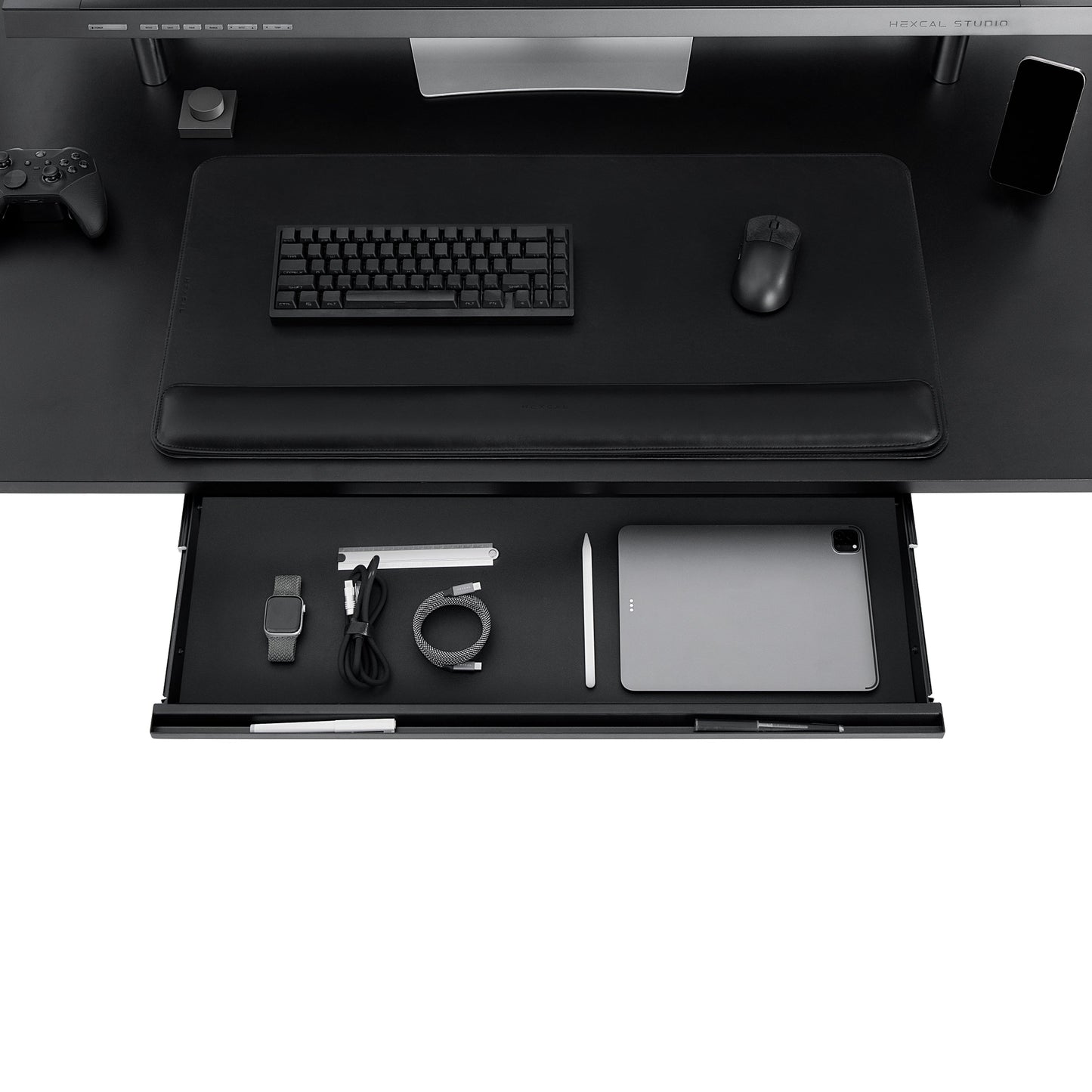 Hexcal Under-Desk Drawer – Ultra-Slim Steel Storage Drawer with Silent Glide for Standing Desks
