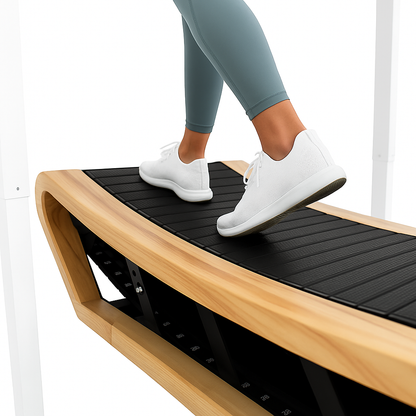 Ergonest Curved Treadmill – Light Oak | Manual Under Desk Walking Treadmill