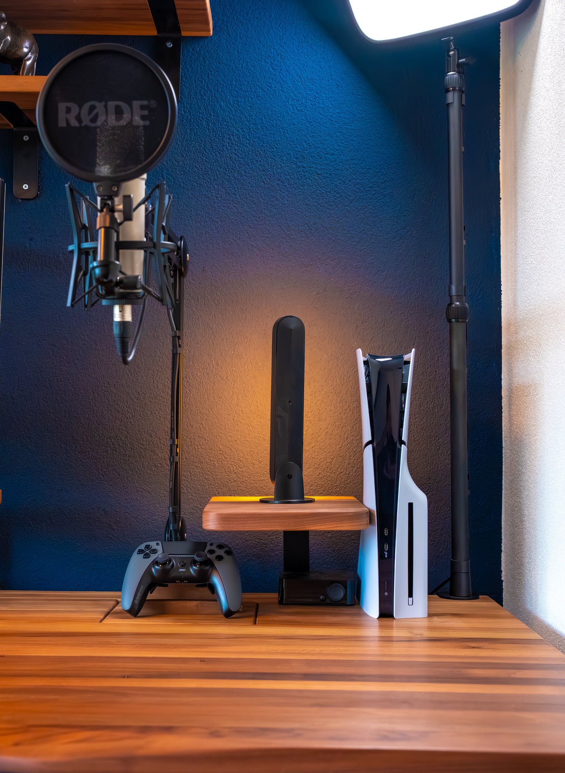 ErgoHide walnut standing desk professional setup