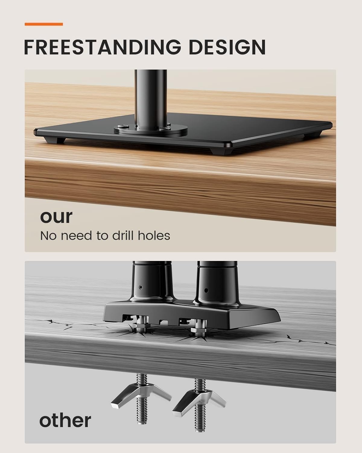 Ergonest Single Monitor Stand – Freestanding Glass Base (13–32 in)