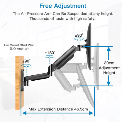 Ergonest Monitor Wall Mount – Gas Spring Arm (17–32 in)