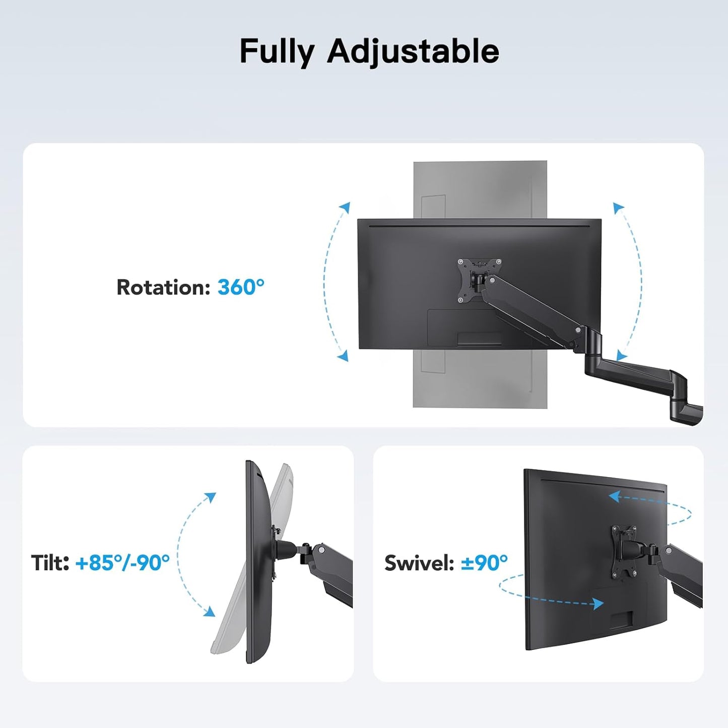Ergonest Triple Monitor Arm – Adjustable Desk Mount (17–32 in)