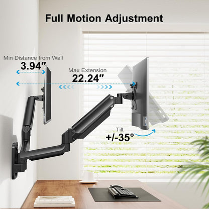 Ergonest Dual Monitor Wall Mount – Gas Spring Arm (up to 32 in)