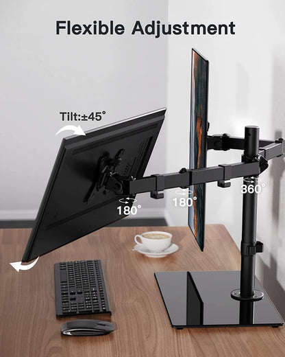 Ergonest Dual Monitor Stand – Freestanding Adjustable (13–32 in)