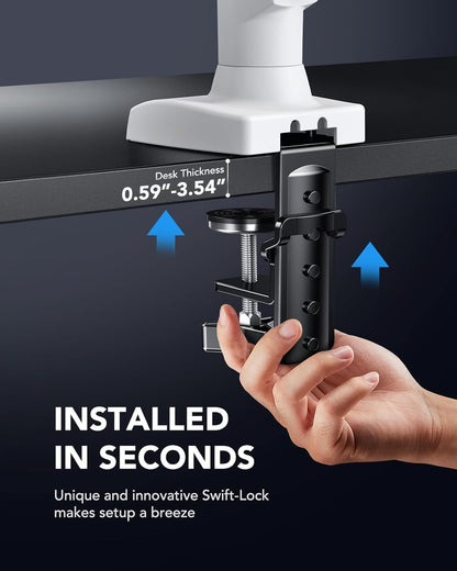 Ergonest Single Monitor Arm – Adjustable Desk Mount, White (13–32 in)