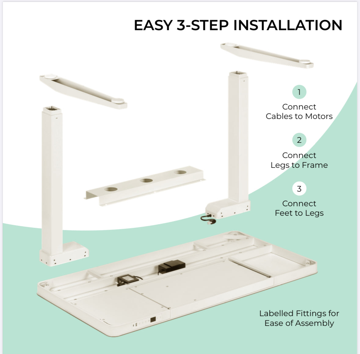 Ergonest E-Max Electric Standing Desk – Glass Top, White