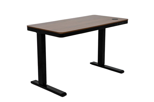 E-Max electric standing desk, walnut wood top