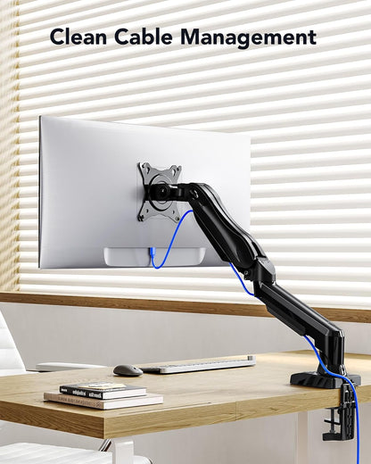 Ergonest Single Monitor Arm – Adjustable Desk Mount, White (13–32 in)