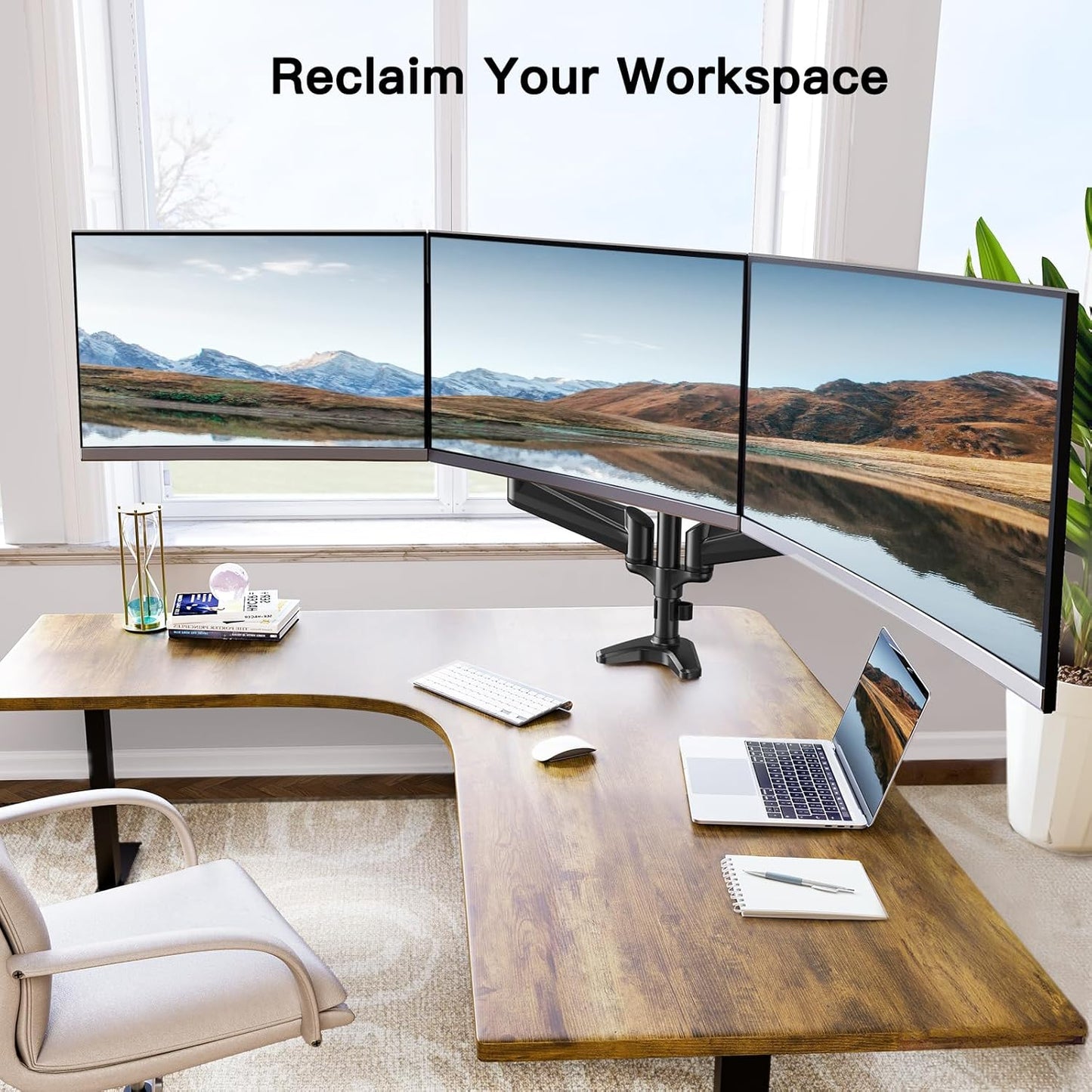 Ergonest Triple Monitor Arm – Adjustable Desk Mount (17–32 in)