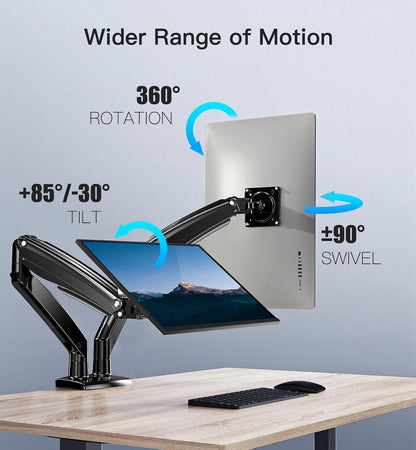 Ergonest Dual Monitor Arm – Adjustable Mount (22–40 in, 12kg)