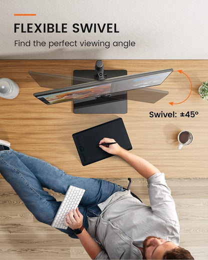 Ergonest Single Monitor Stand – Freestanding Glass Base (13–32 in)