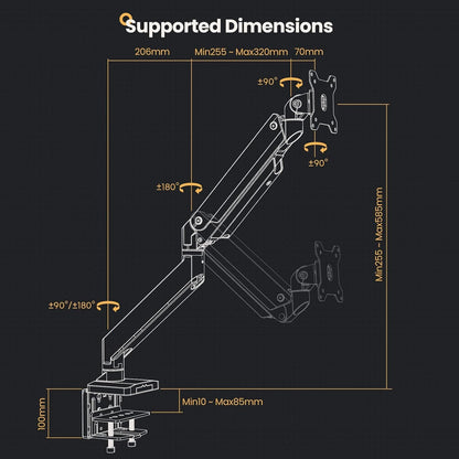 Ergonest Ultrawide Monitor Arm – Heavy-Duty Gas Mount (17–49 in)