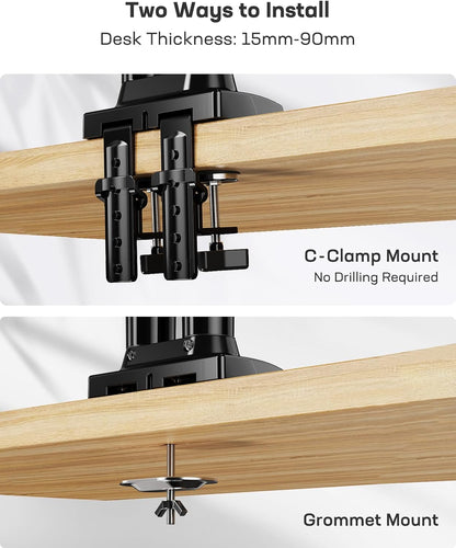 Ergonest Dual Monitor Arm – Adjustable Desk Mount (13–32 in)