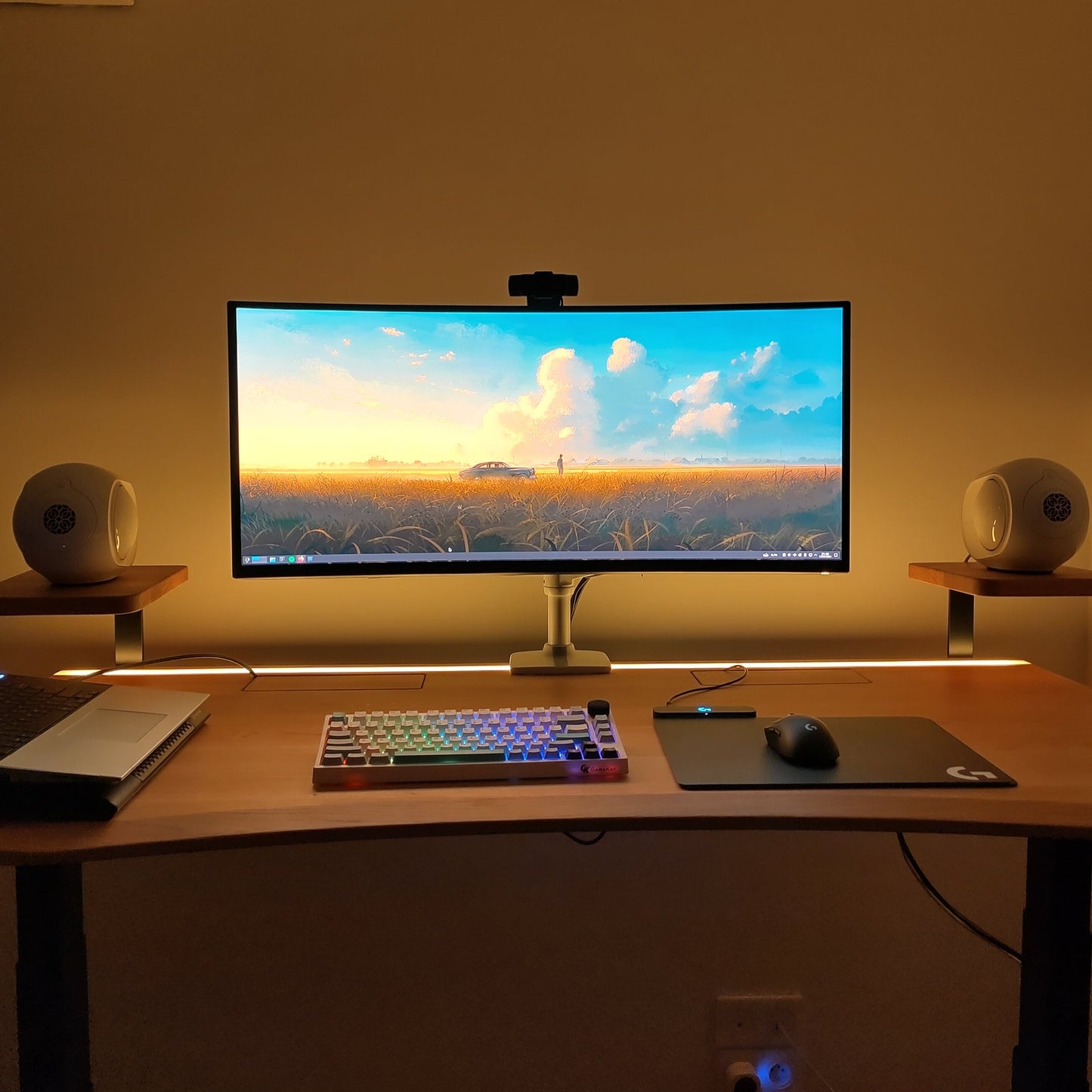 ErgoHide oak epoxy LED desk home office