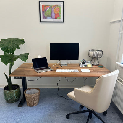 ErgoHide walnut desk customer setup
