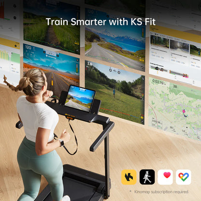 King Smith Fitness MX10 Foldable Treadmill – Walk & Work with Built-In Laptop Tray, Vertical Fold & 10 KPH | Home Office