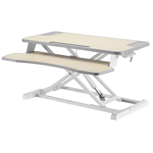 Two-tier sit-stand desk converter, white