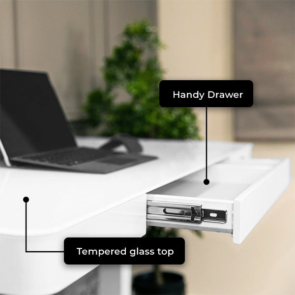 Ergonest Smart Electric Standing Desk – Glass Top, White