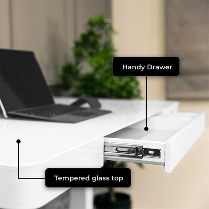 Ergonest Smart Electric Standing Desk – Glass Top, White