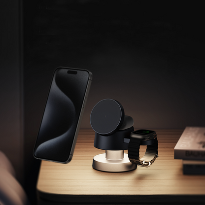 Hexcal 4-in-1 Wireless Charging Station – iPhone, Apple Watch & AirPods Charger with LED Ambient Light