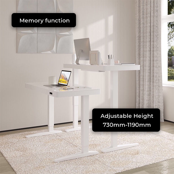 Ergonest Smart Electric Standing Desk – Glass Top, White