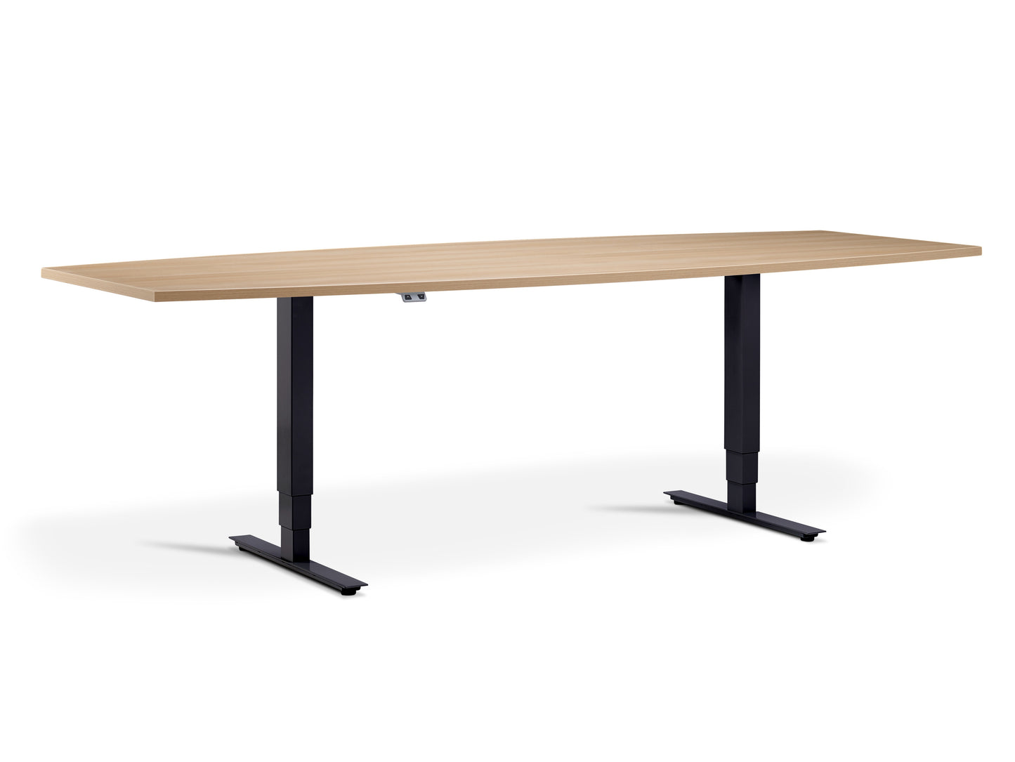 Stockholm Sit-Stand Meeting Table - Barrel Style (With Bluetooth Control) FRISKA Black Oak