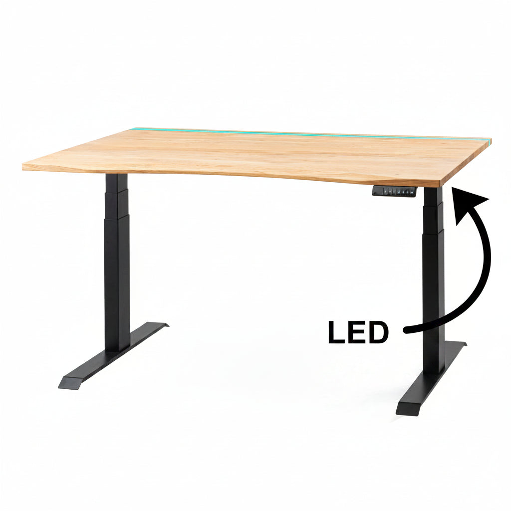 ErgoHide Oak Standing Desk with Epoxy LED Light – hero