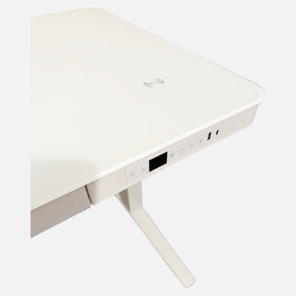 Ergonest E-Max Electric Standing Desk – Glass Top, White