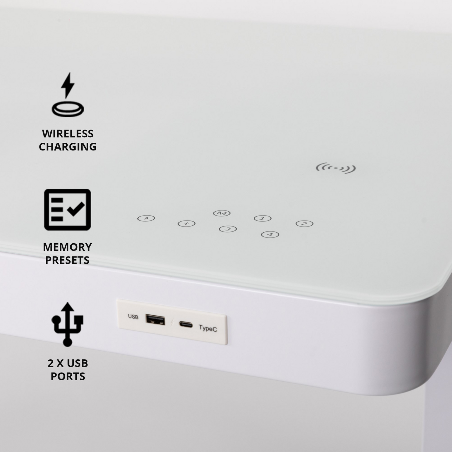 Ergonest Smart Electric Standing Desk – Glass Top, White