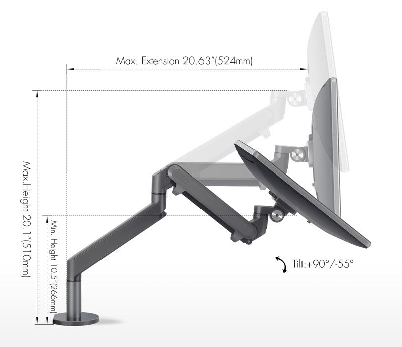 Ergonest Single Monitor Arm – Gas Spring