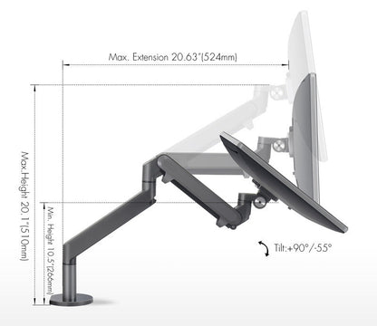 Ergonest Single Monitor Arm – Gas Spring