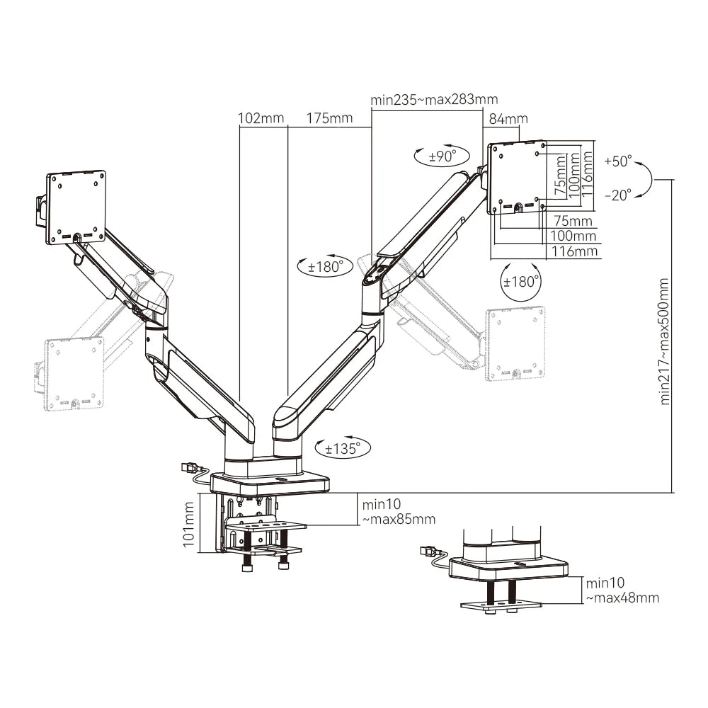 Gaming Monitor Arm with RGB Lighting