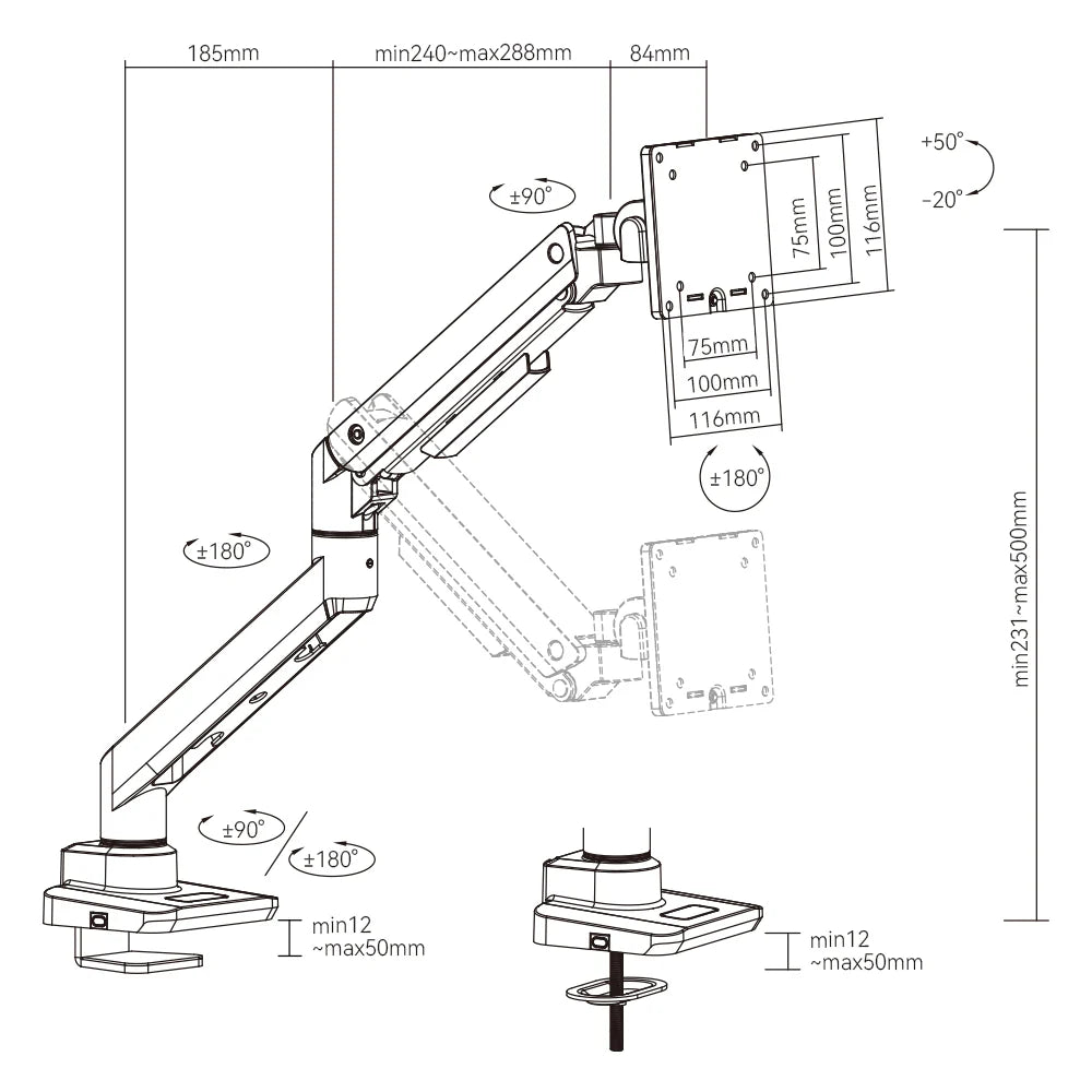 MovMax Heavy Duty Monitor Arm