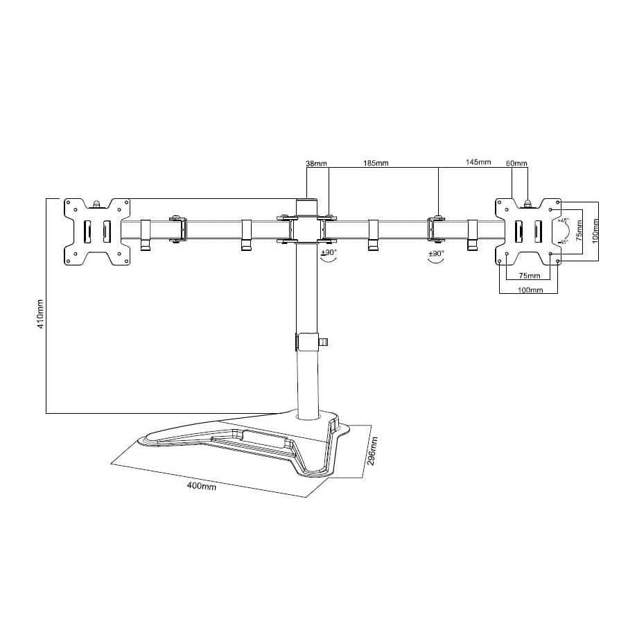 Ergonest Dual Monitor Stand – Freestanding Swing Arm (17–32 in)
