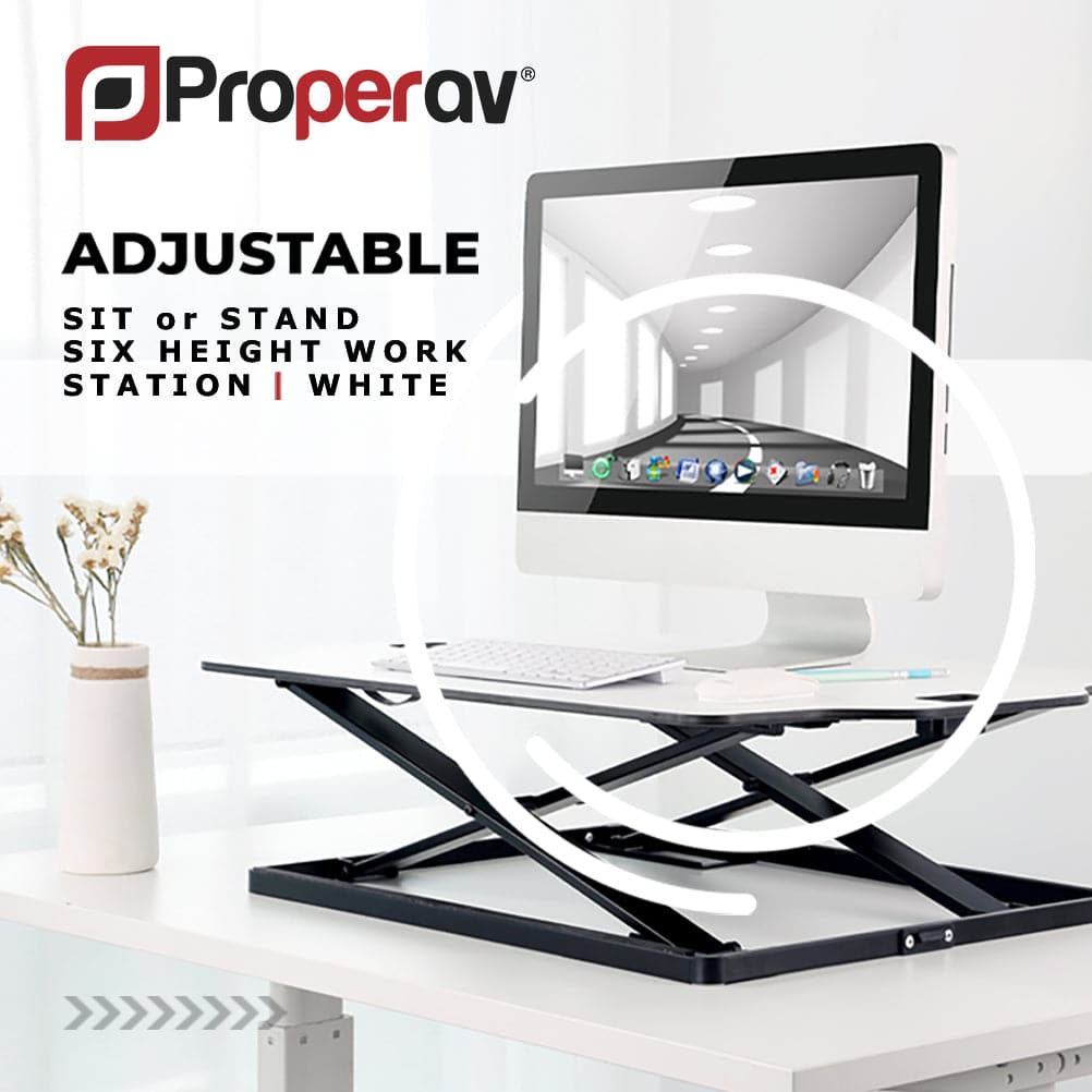 Ergonest Sit-Stand Desk Converter – Gas Spring, White