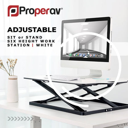 Ergonest Sit-Stand Desk Converter – Gas Spring, White