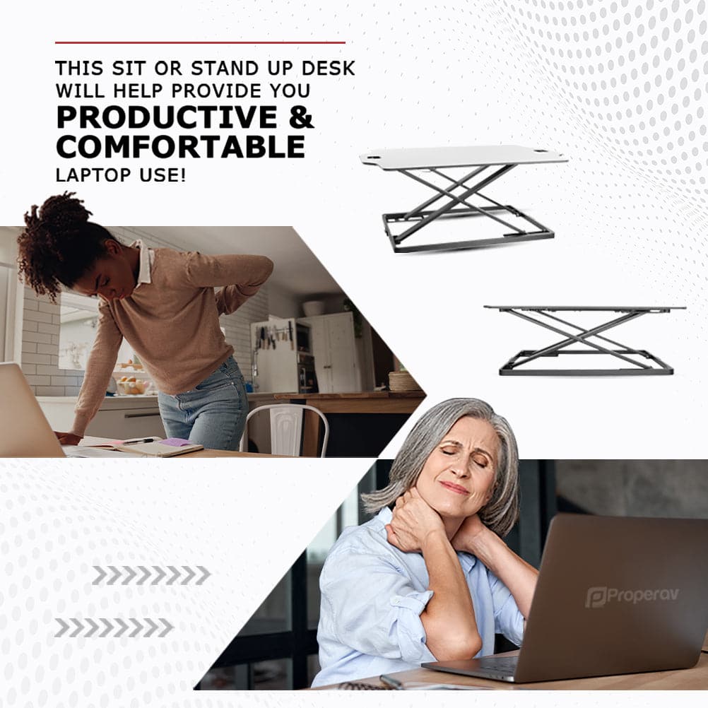 Ergonest Sit-Stand Desk Converter – Gas Spring, White